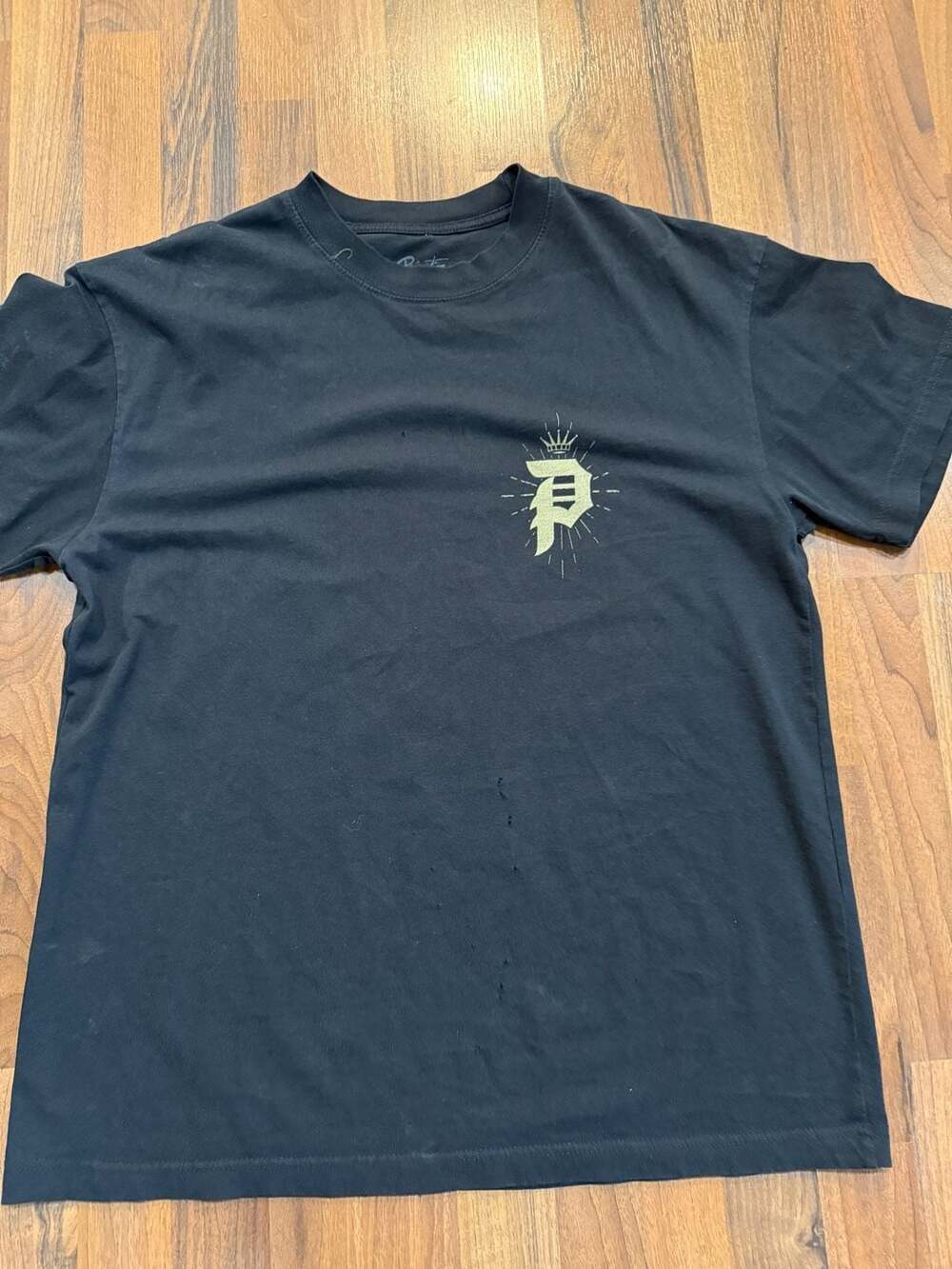 Primitive Skateboarding Black T-Shirt with Crown Logo Graphic Print